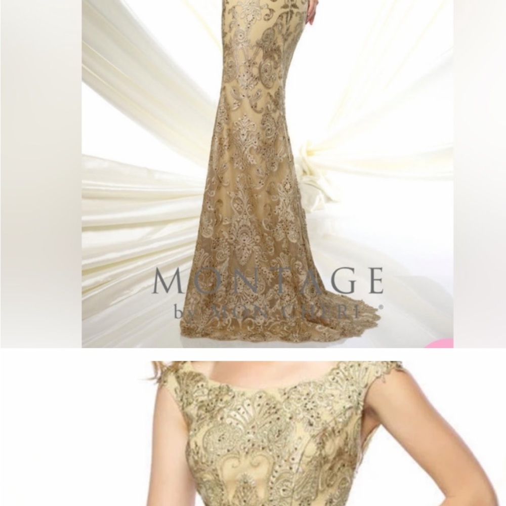 Mon Cheri Gold Sequin Embellished Gown Mother of bride or groom
